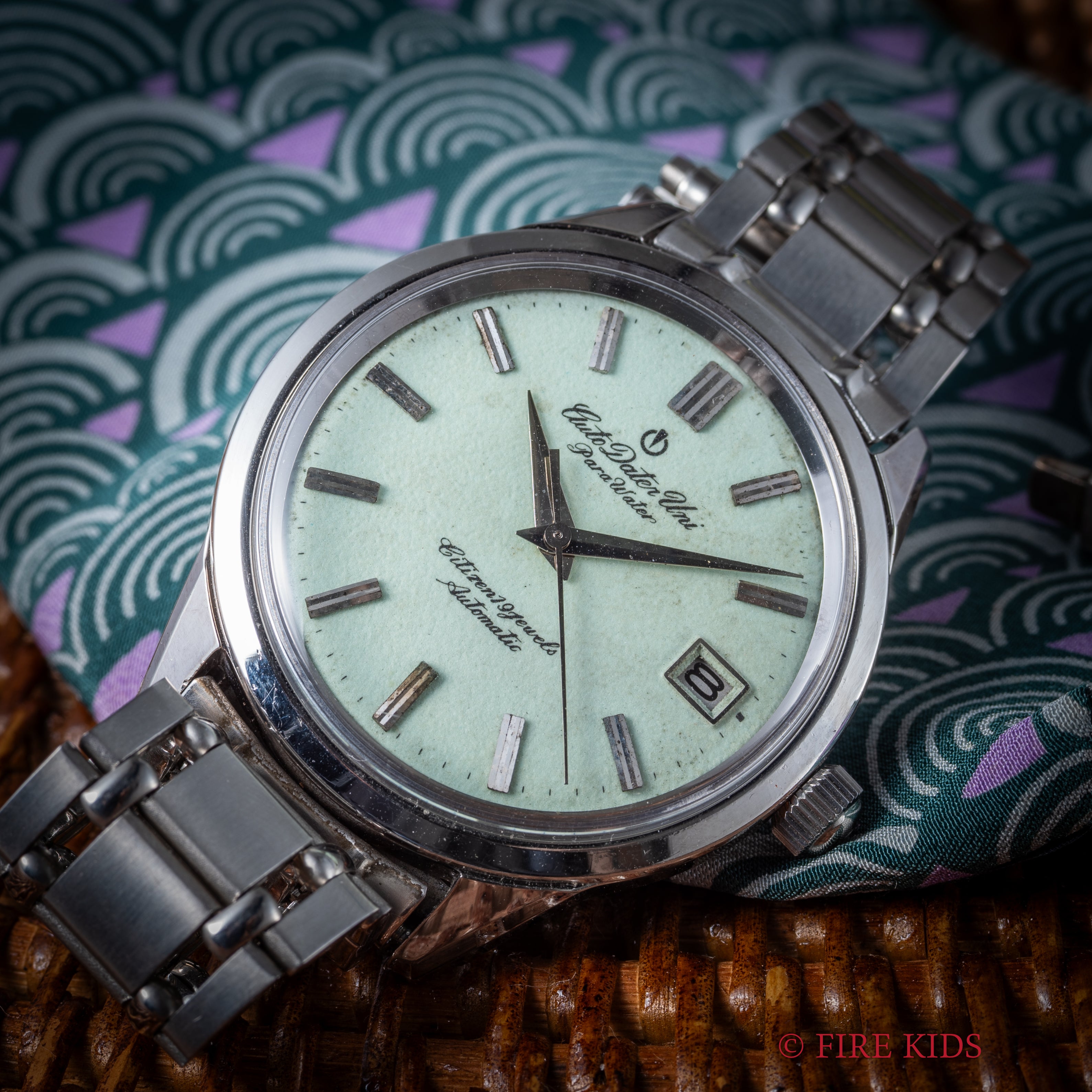 シチズン オートデーター ユニ 1964年製 Ref.AU140801 ペールグリーン夜光ダイヤル 純正ブレス