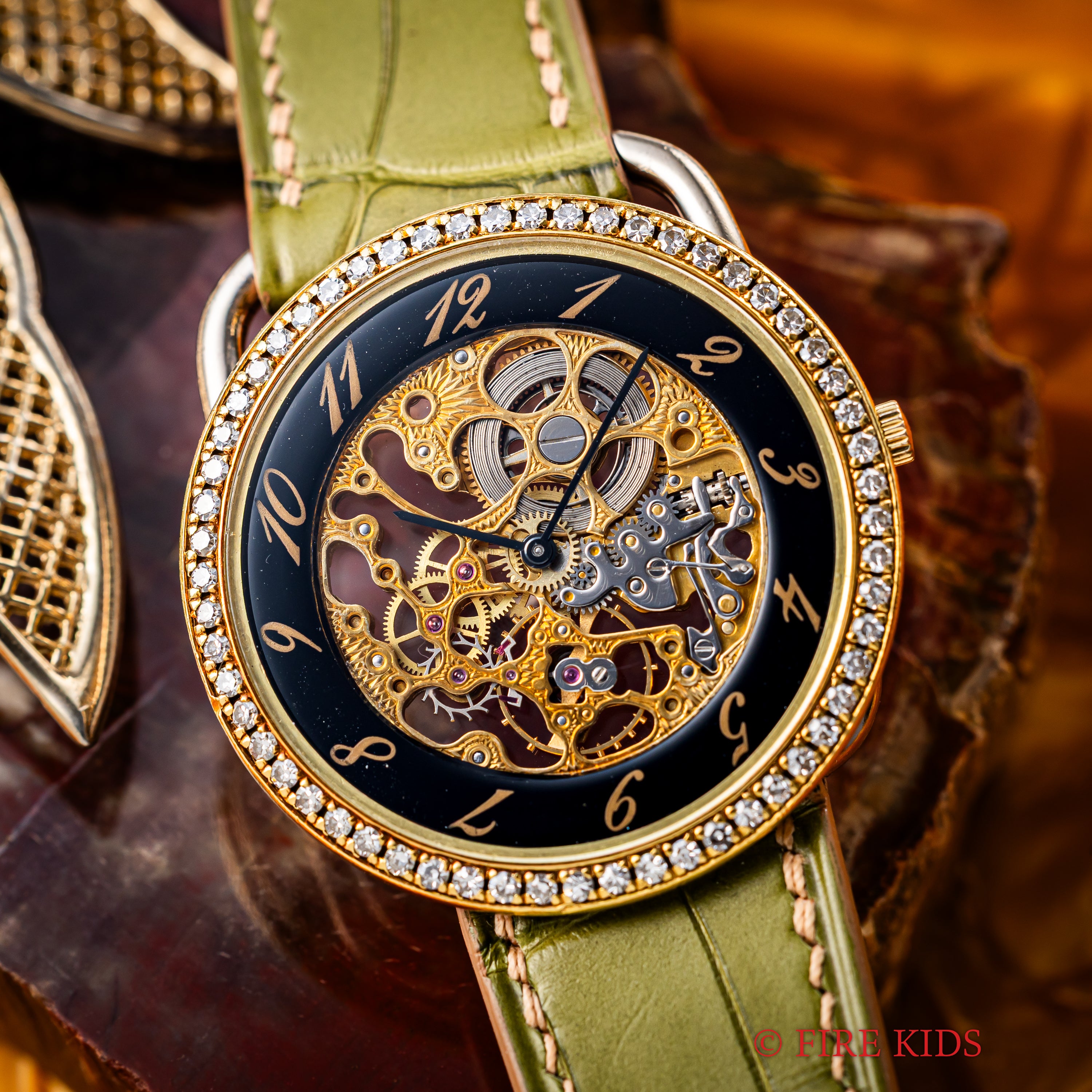 エルメス オーデマ・ピゲ アルソー 18金無垢ベゼルダイヤ 1980年代製 手巻き 純正金無垢尾錠 スケルトン YG+WG