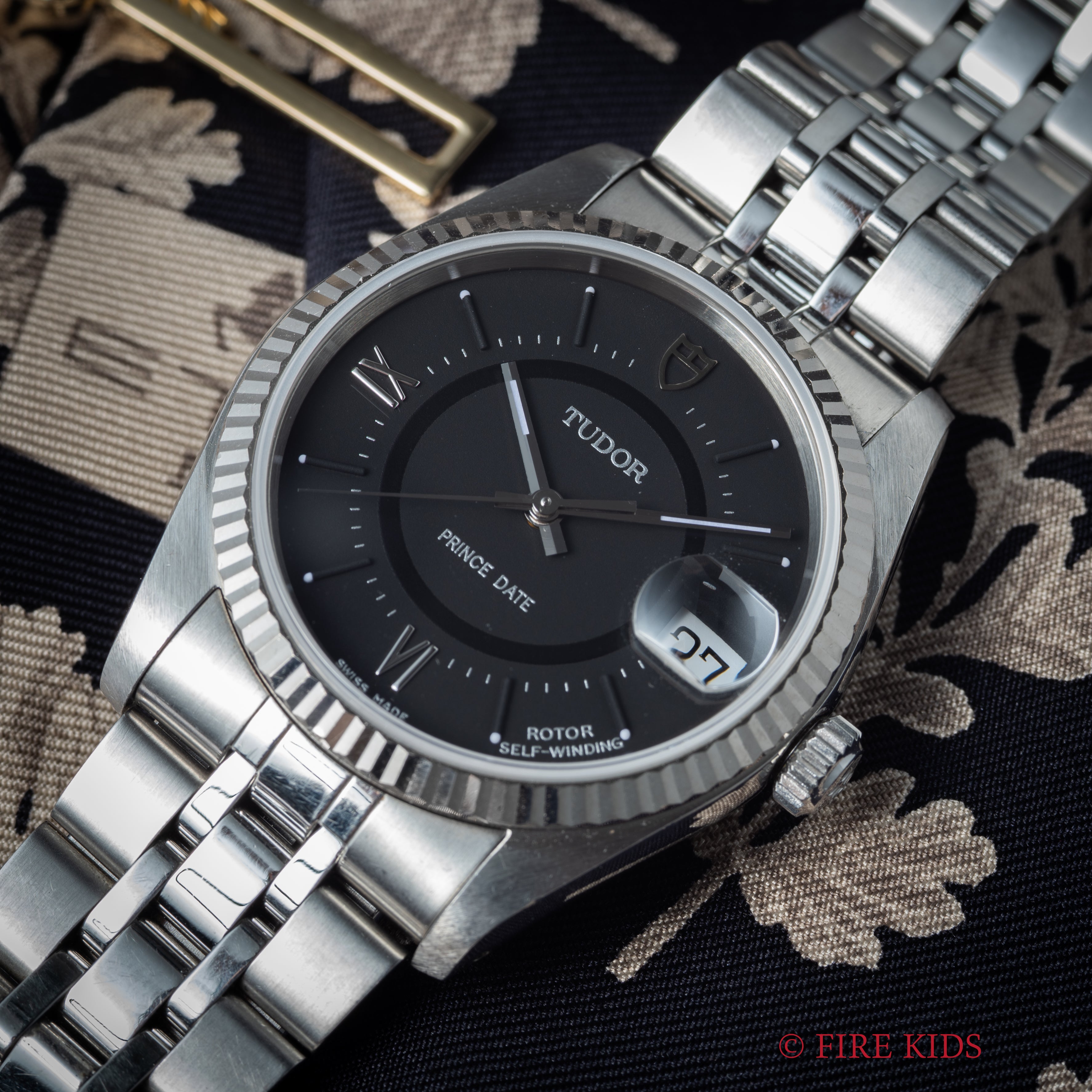 チューダー プリンスデイト 2002年製 Ref.74034 ブラックローマンダイヤル 自動巻 WGベゼル 純正ブレス