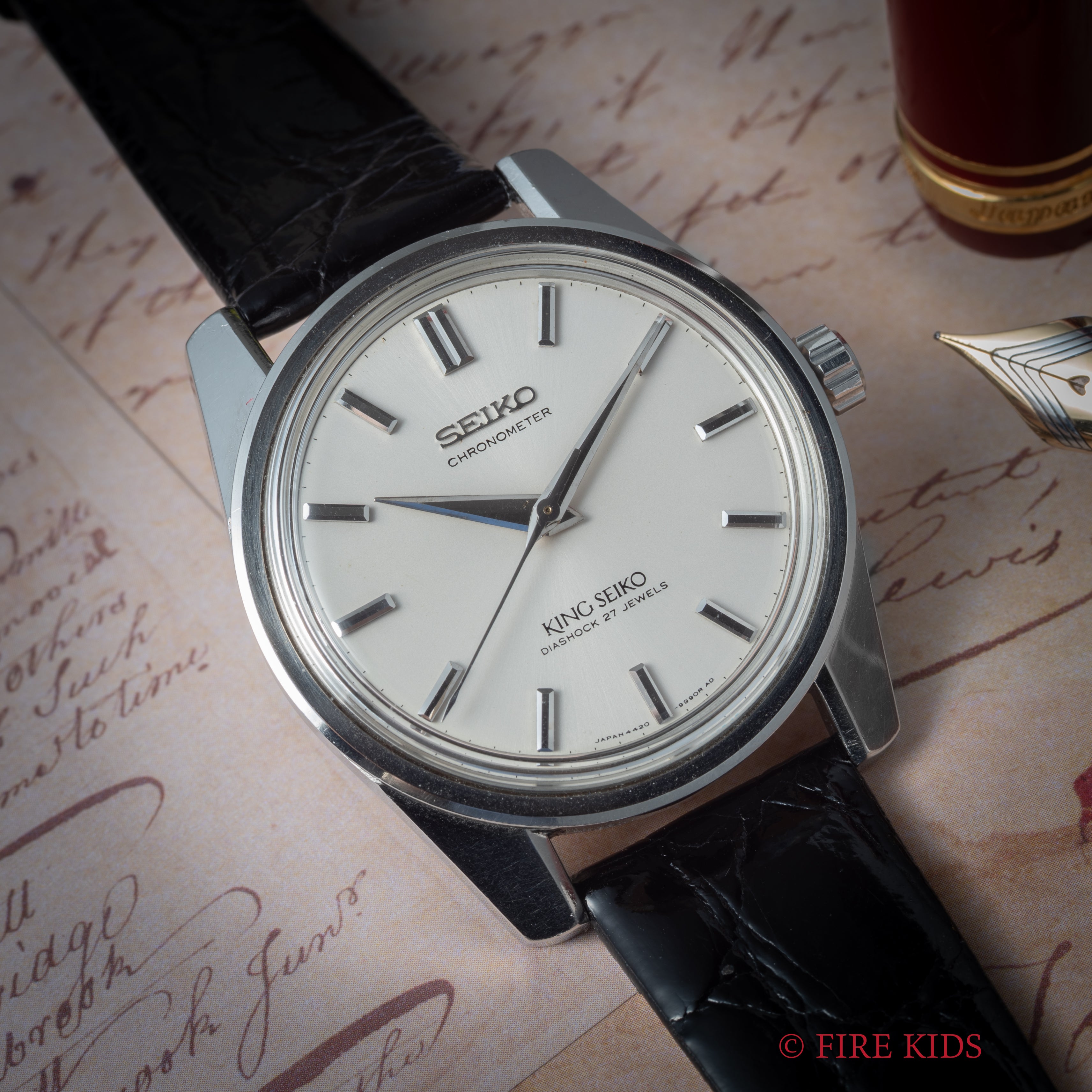 キングセイコー クロノメーター 後期 1965年製 Ref.4420-9990 獅子メダル ロービート手巻き 裏スケ 純正裏蓋、純正尾錠付き