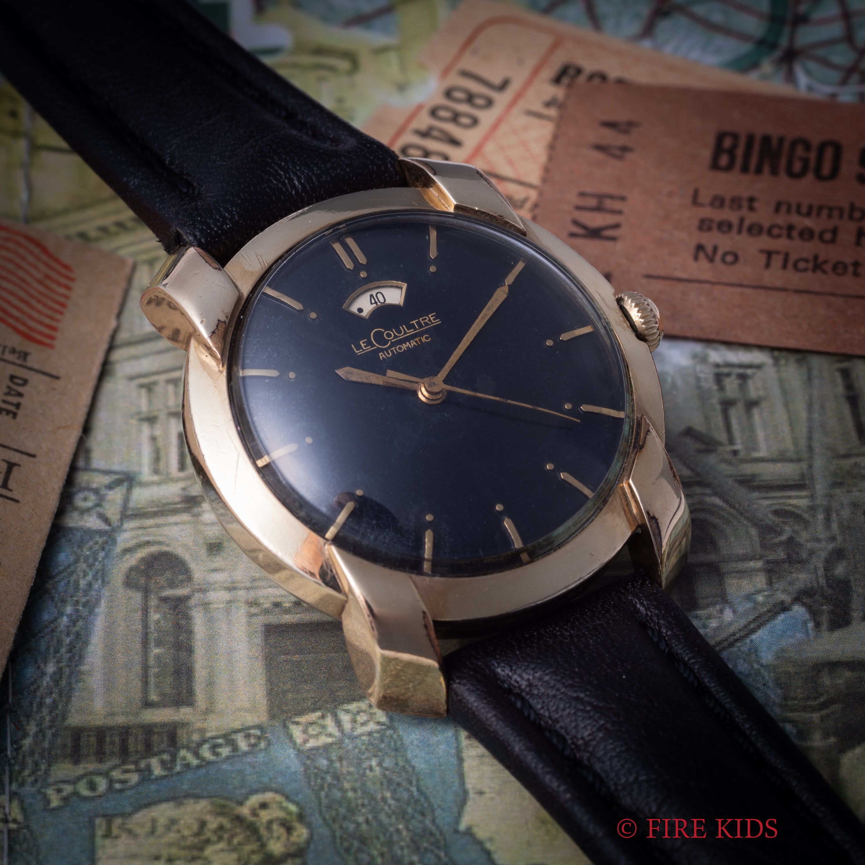 ルクルト インジケーター ブラックミラーダイヤル 1950年代製 10KGF バンパー式自動巻 スクリューバック