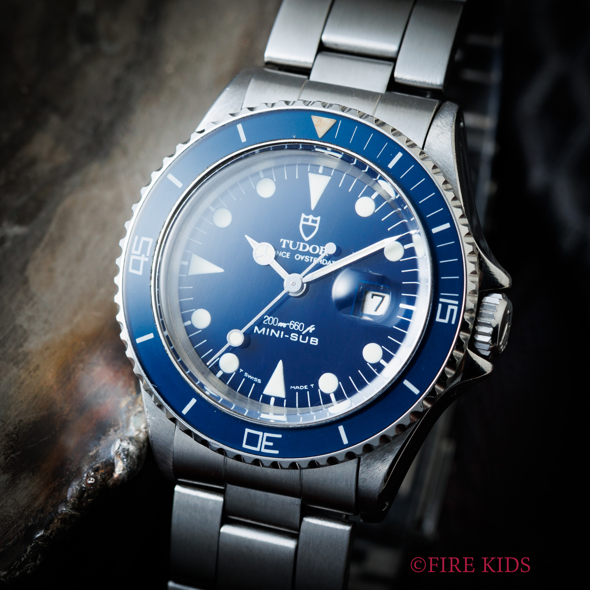 チューダー プリンスオイスターデイト ミニサブ ブルー Ref.94400 Cal.2671 自動巻き 純正３連巻きブレス ロレックス製ケース、リューズ 1982年製