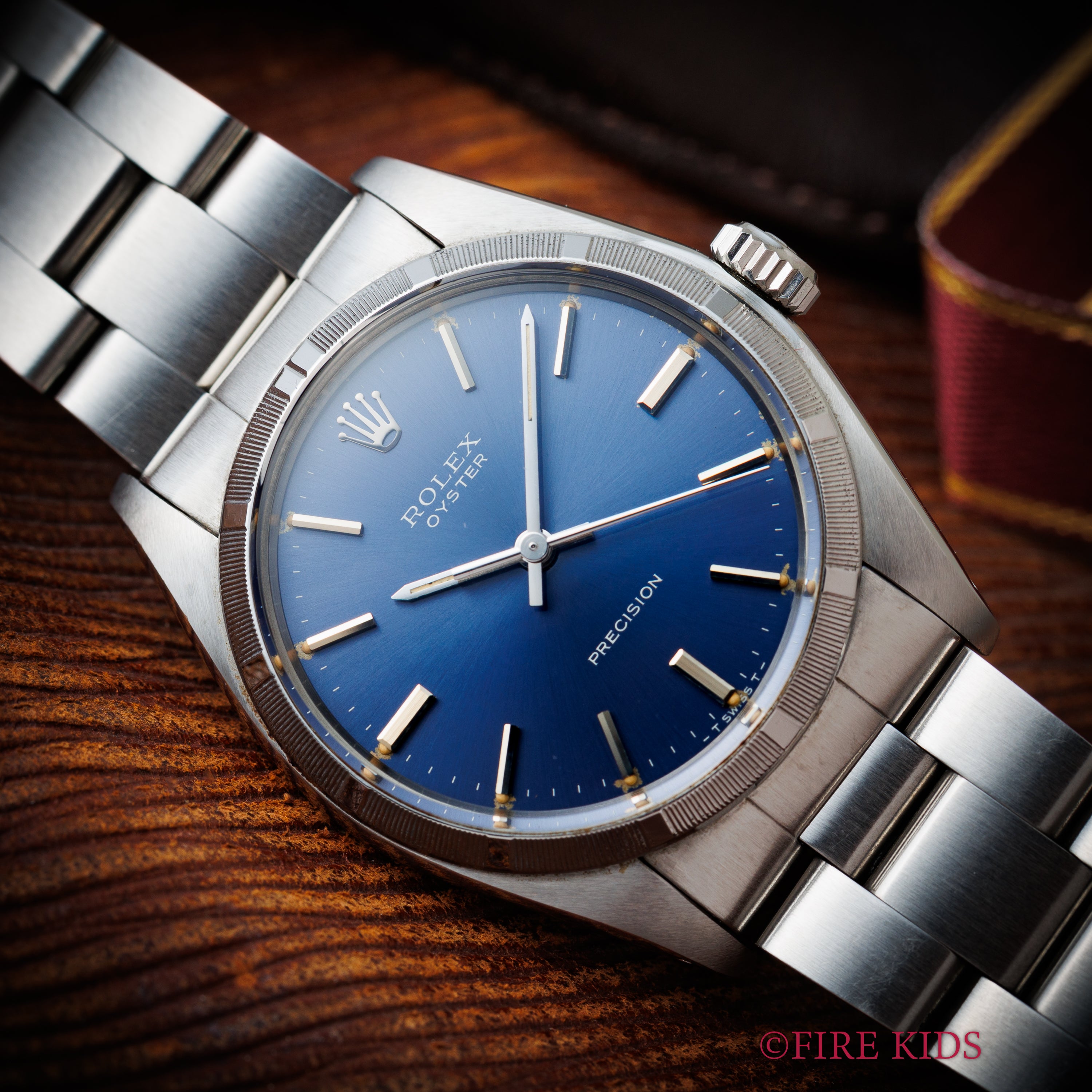 ロレックス オイスター 1978年製 ブルーダイヤル Ref.6427 手巻 エンジンターンドベゼル 3連オイスターブレス