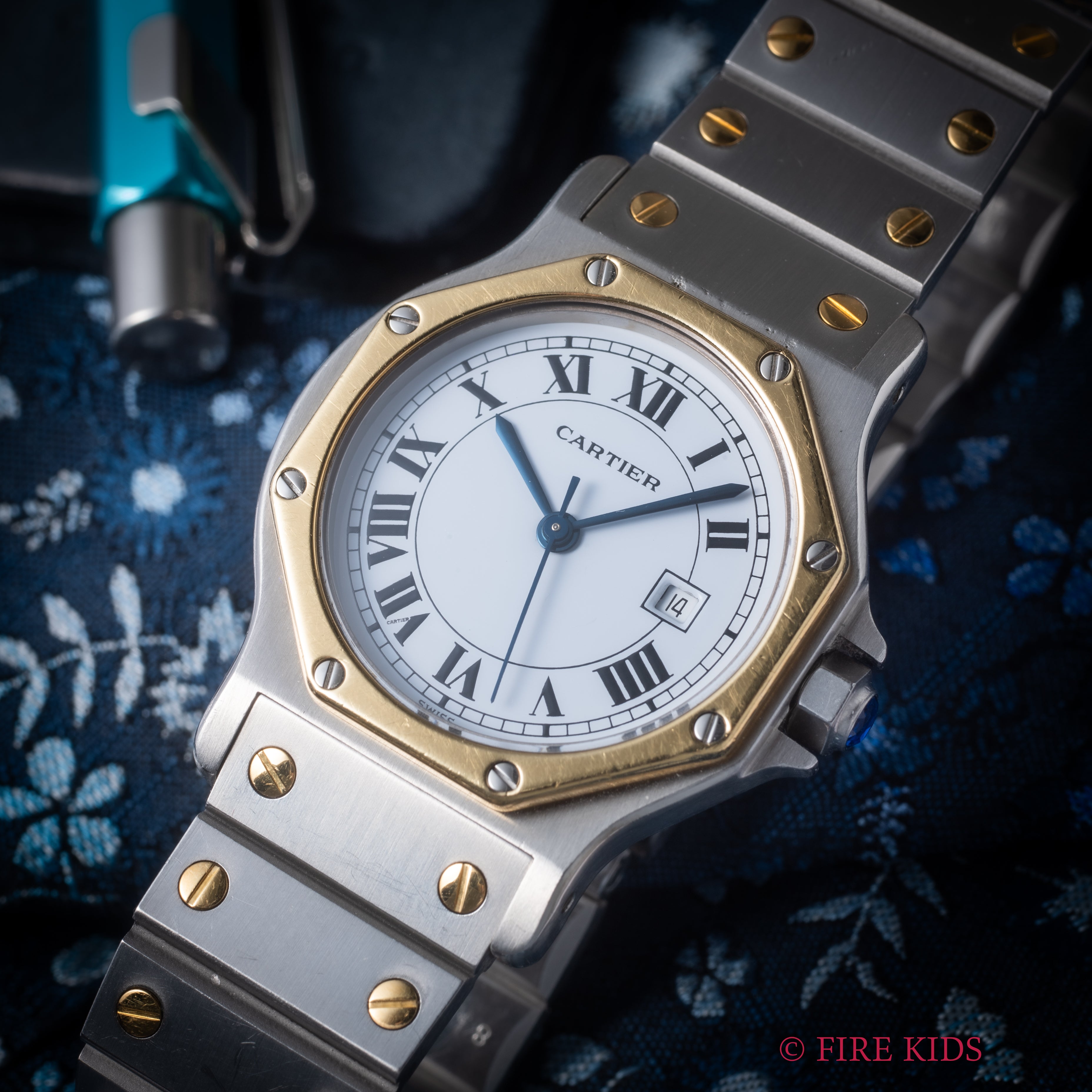 カルティエ サントス オクタゴンLM コンビ ホワイトローマン 1980年代製 自動巻き