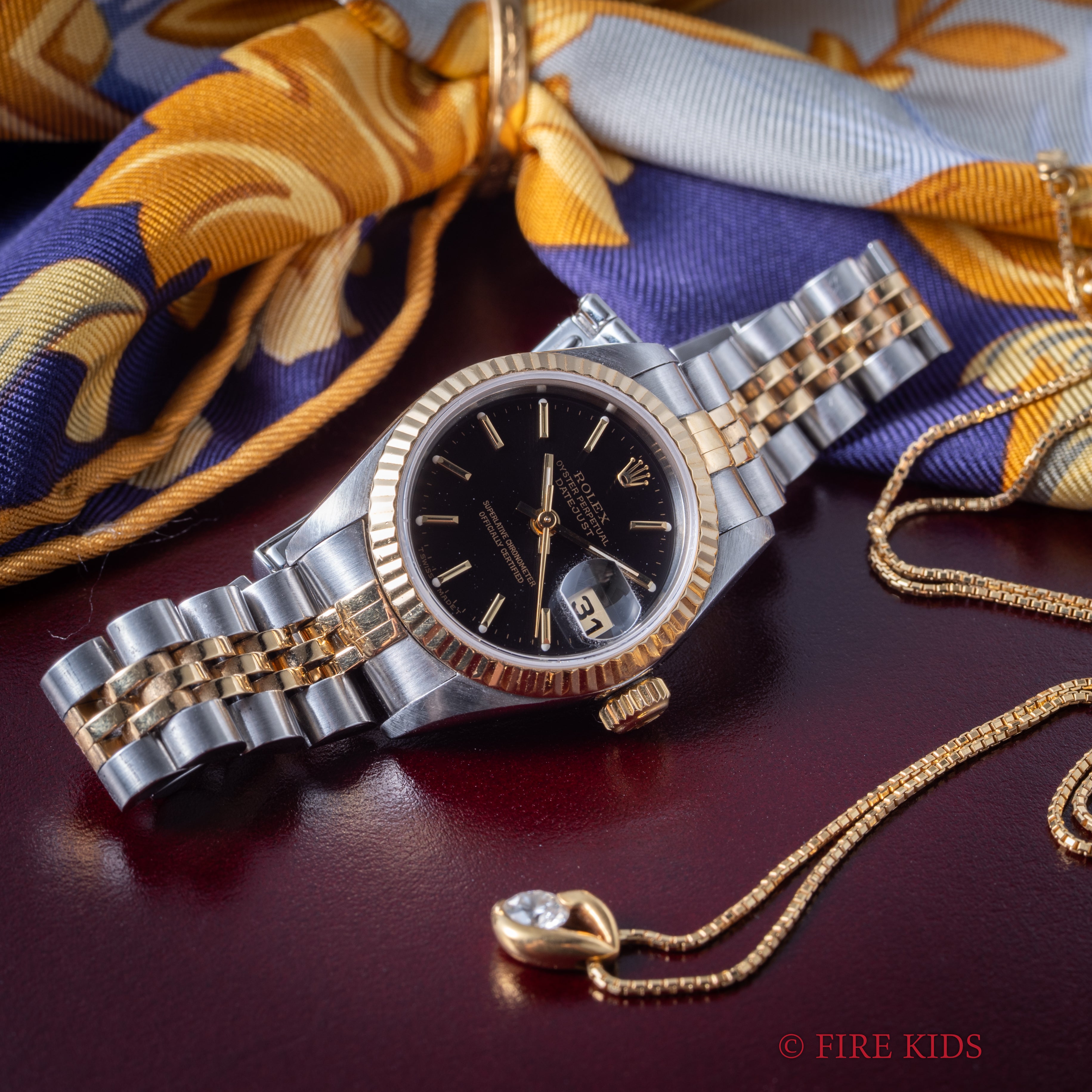 ロレックス デイトジャスト1997年製 Ref.69173 レディース コンビ ブラックダイヤル ギャラ、サービス保証書付