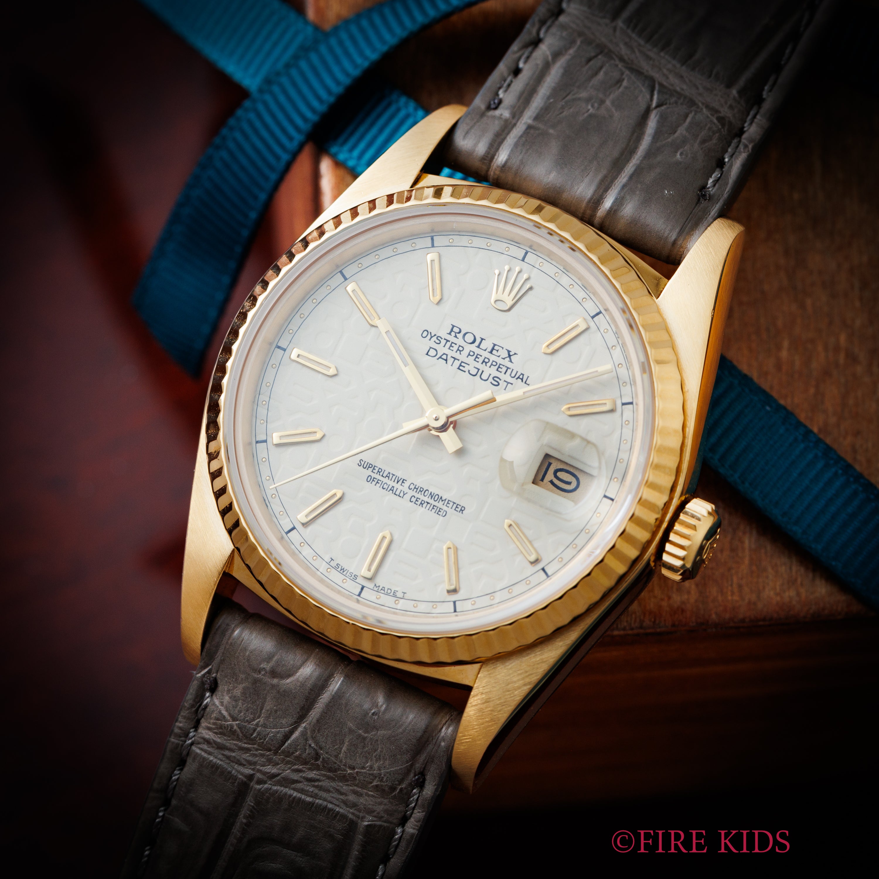 ロレックス 18金無垢デイトジャスト 1985年製 ホリコンダイヤル Ref.16018 Cal.3035 2025年8月メーカーOH