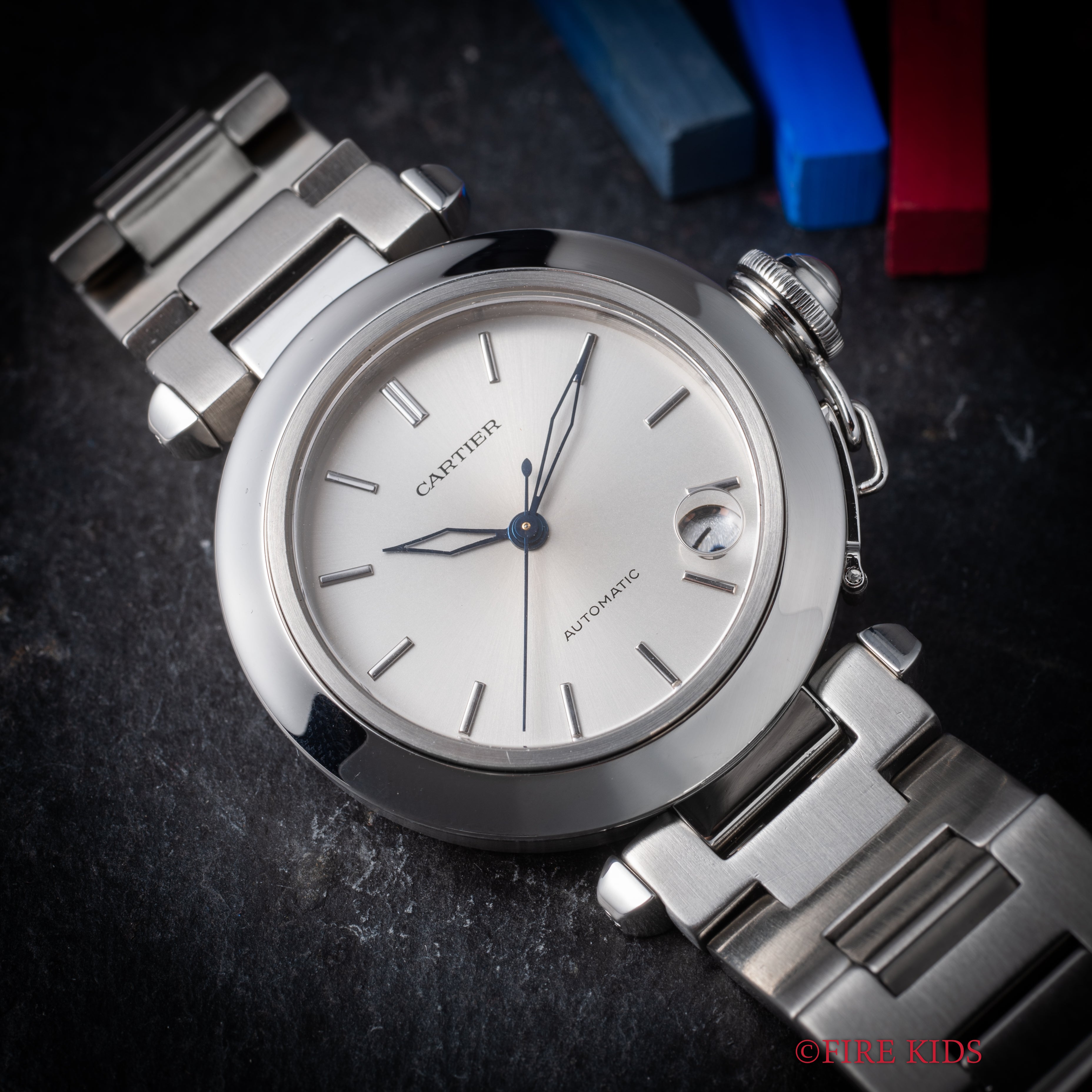 カルティエ パシャC初期型 1990年代製 Ref.2324 シルバーダイヤル 自動巻 純正ブレス