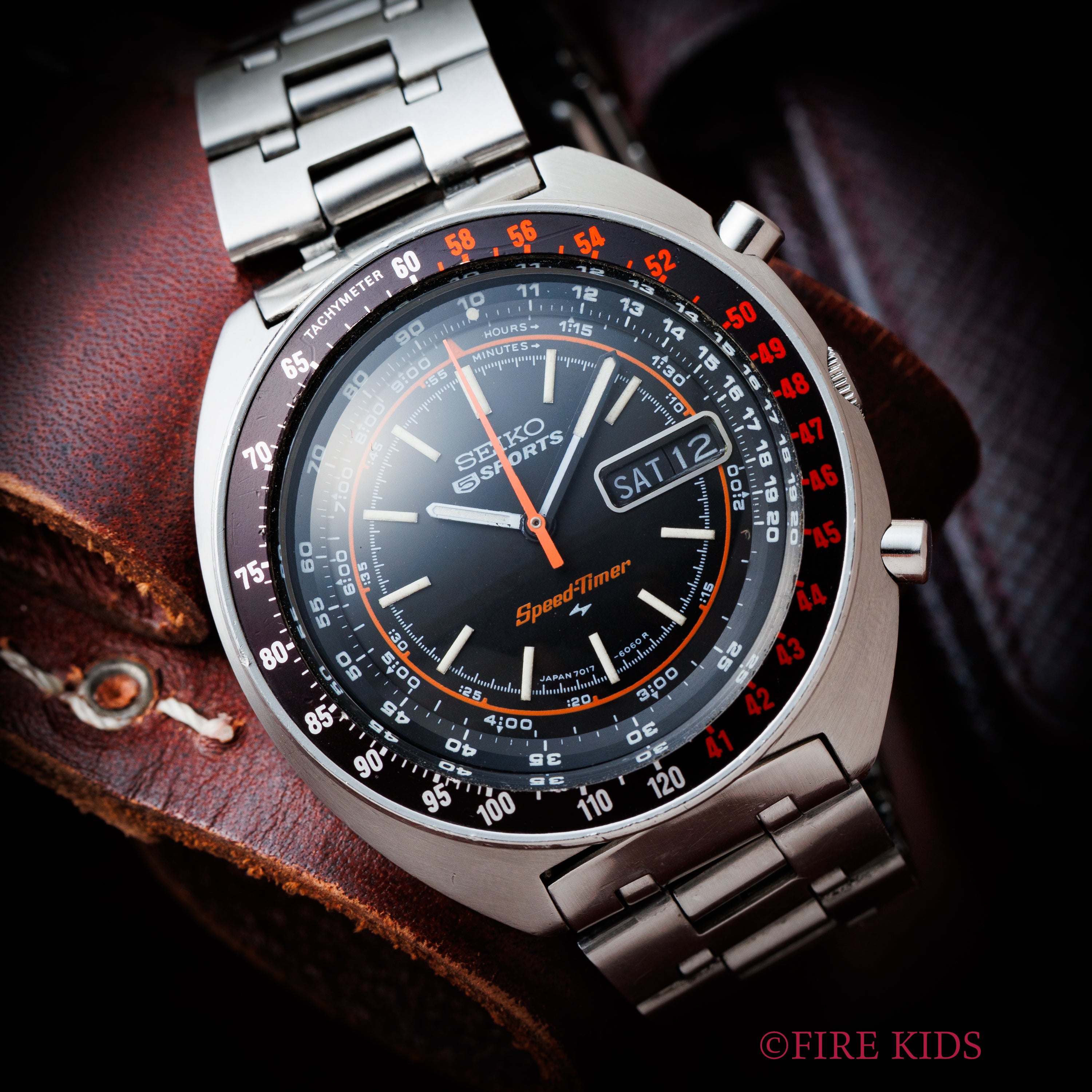 セイコー 5スポーツ スピードタイマー ラリーメーター 1971年製 Ref.7017-6050 自動巻クロノグラフ 純正ブレス