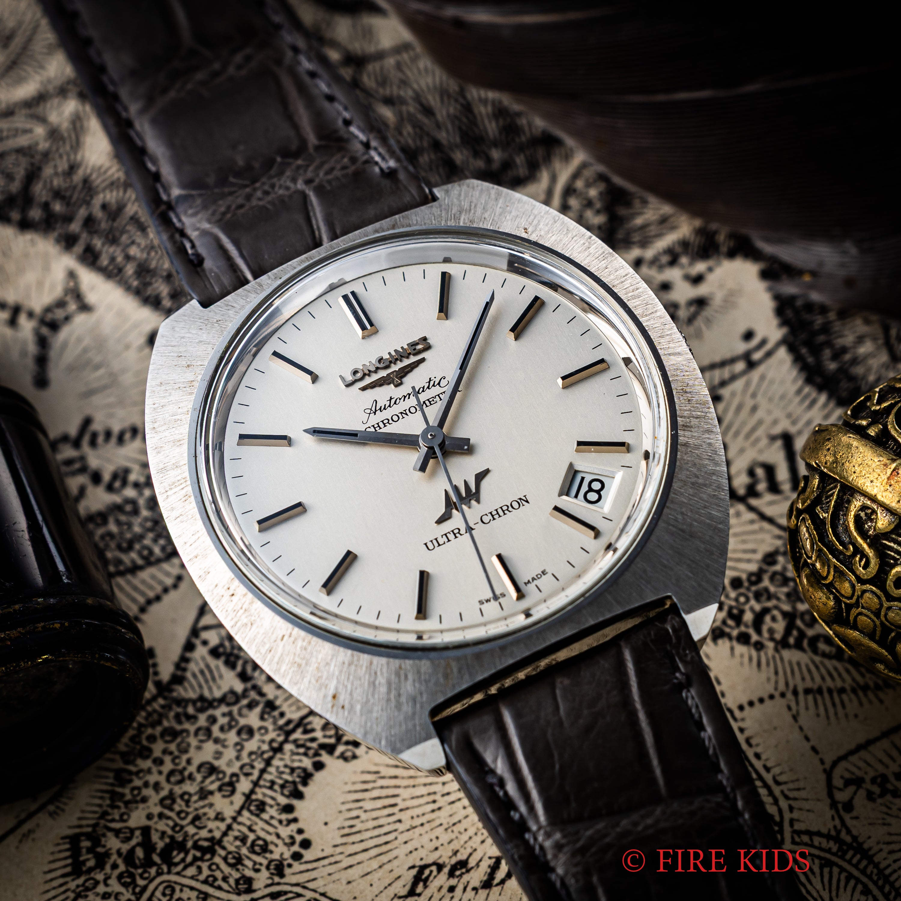 ロンジン ウルトラクロン クロノメーター 10振動自動巻き NOS 純正革ベルト、タグ付き