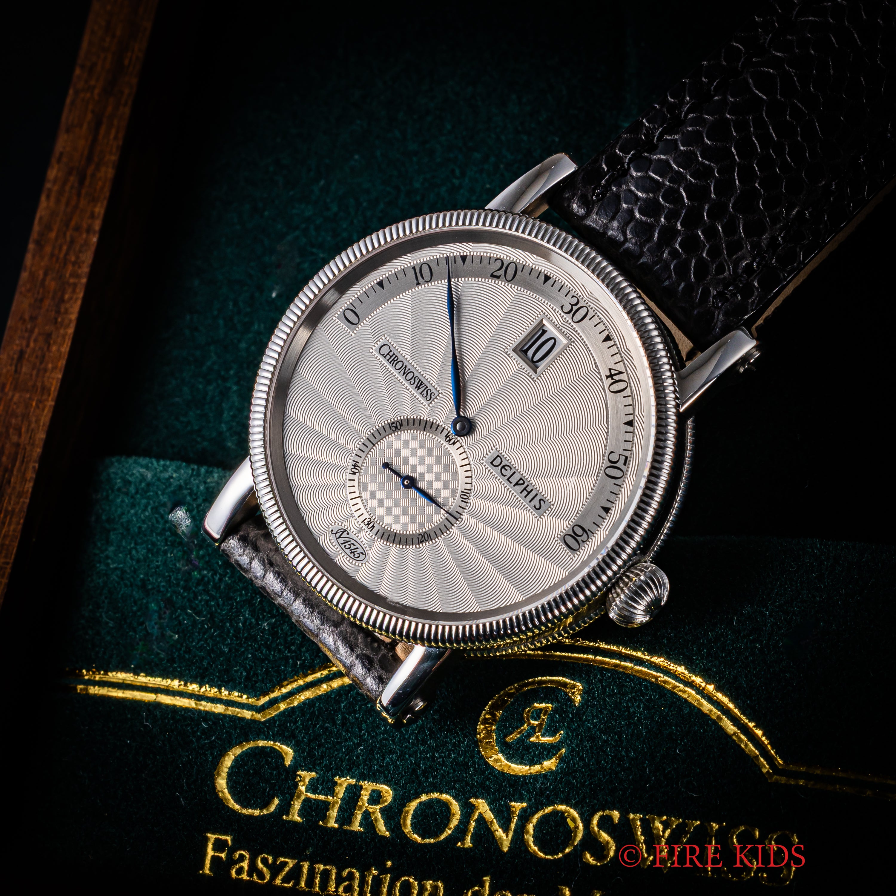 クロノスイス ジャンピングアワー レトログラード デルフィス 1999年発行ギャラ 箱 純正尾錠 スケルトンバック