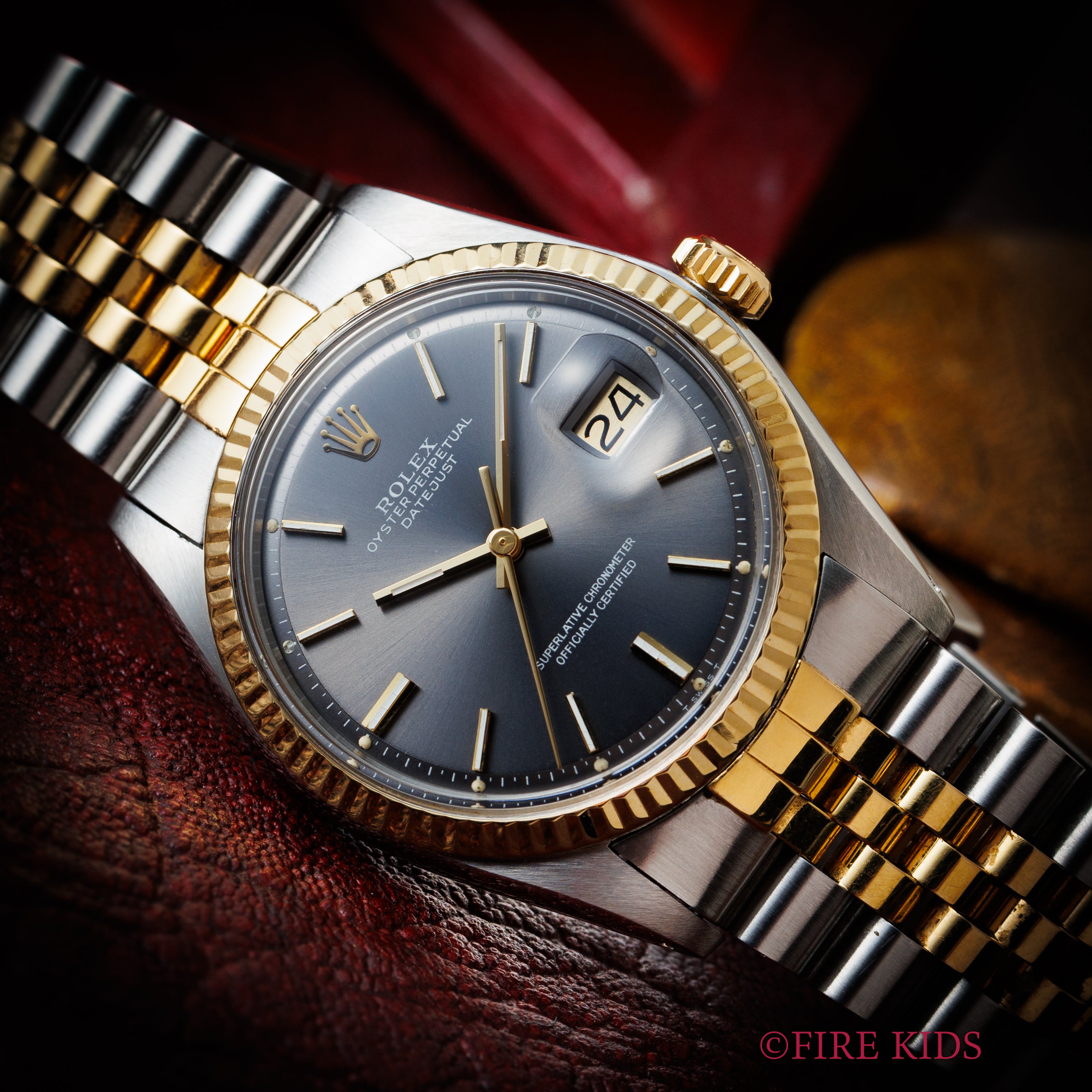 ロレックス デイトジャスト 1971年製 グレー コンビ 純正ジュビリーブレス タグ付き