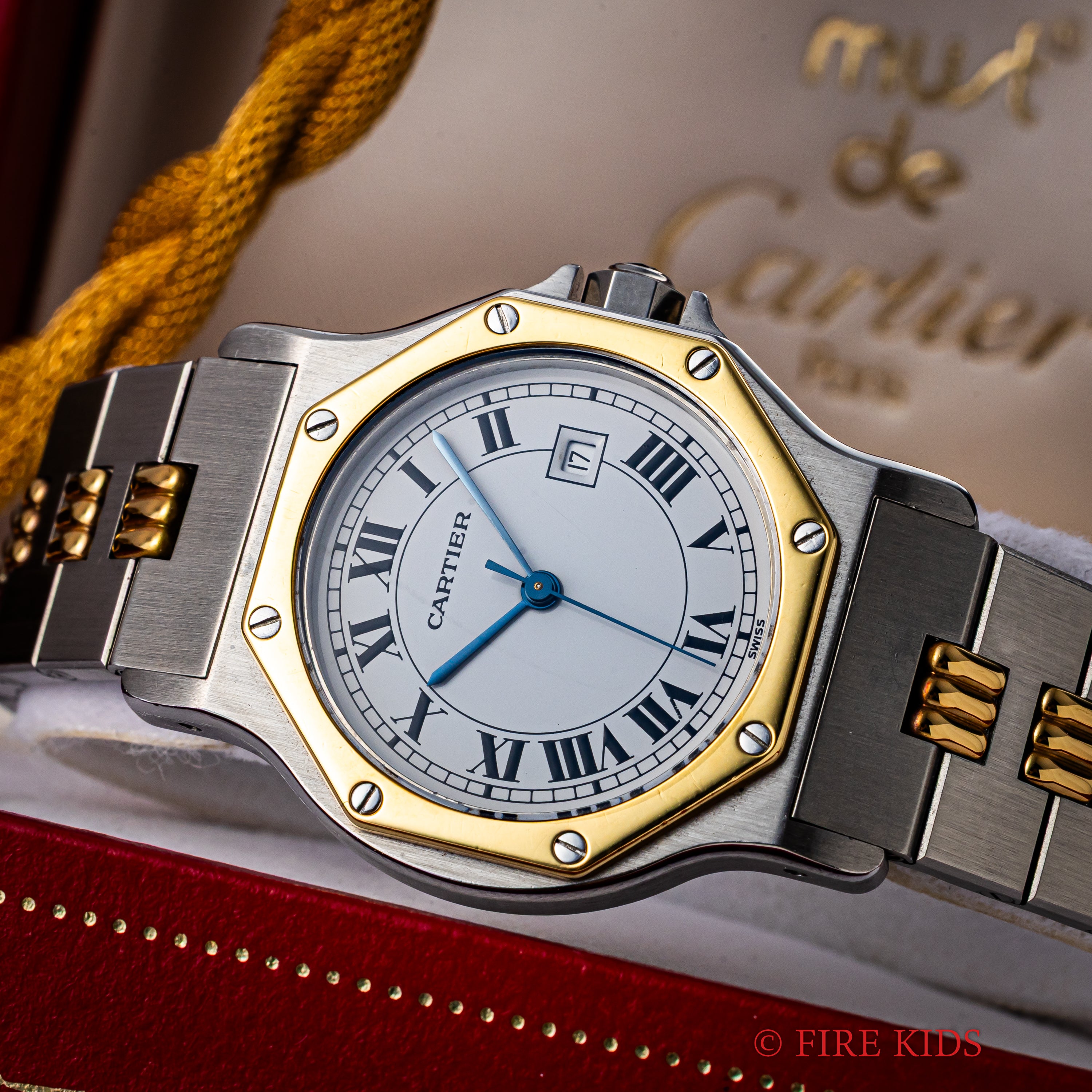 カルティエ サントス オクタゴンLM コンビ ホワイトローマン 1983年/昭和58年ギャラ 自動巻き