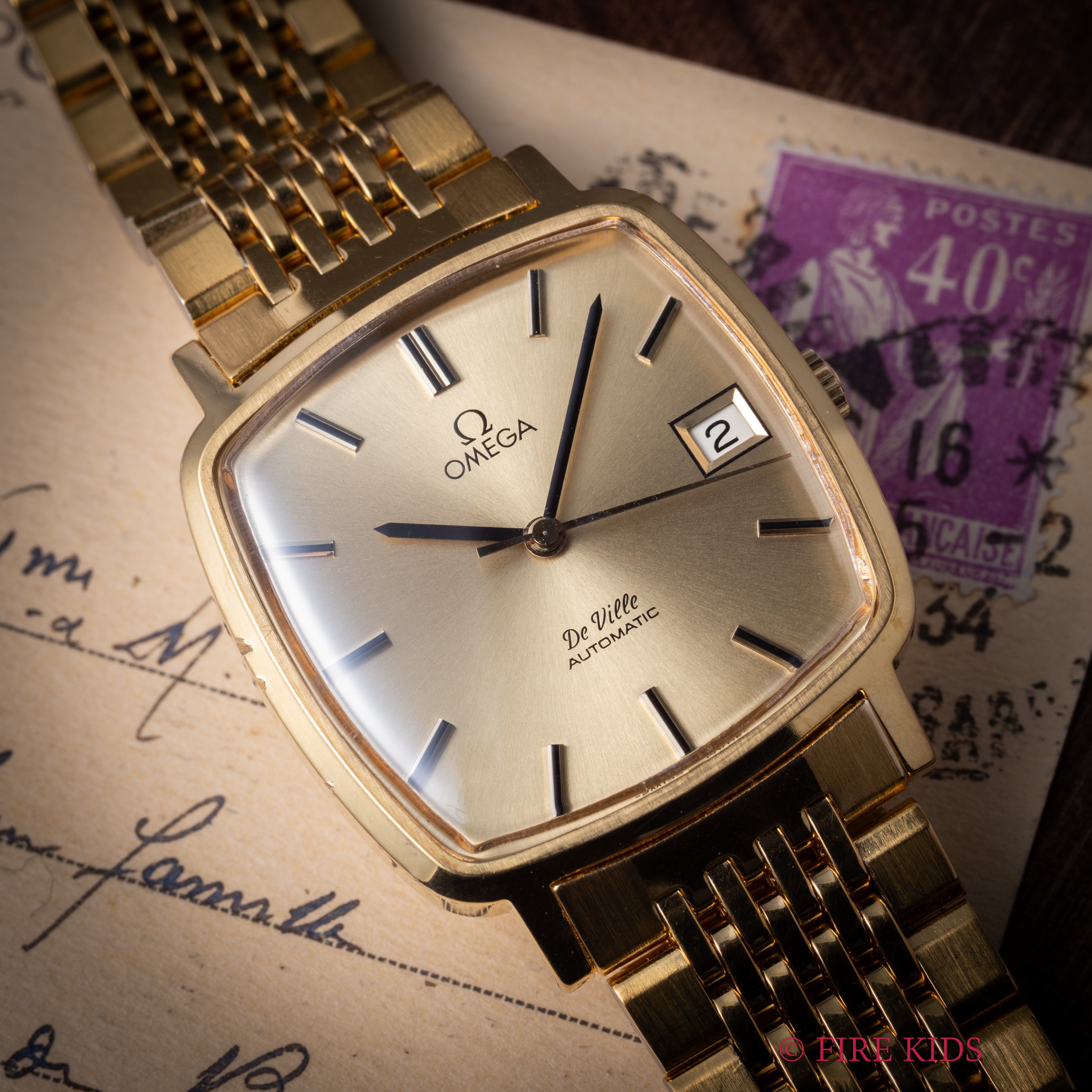 オメガ デ・ヴィル 1979年製 Ref.162.0060 スクエアケース 自動巻き 純正ブレス付き GPケース