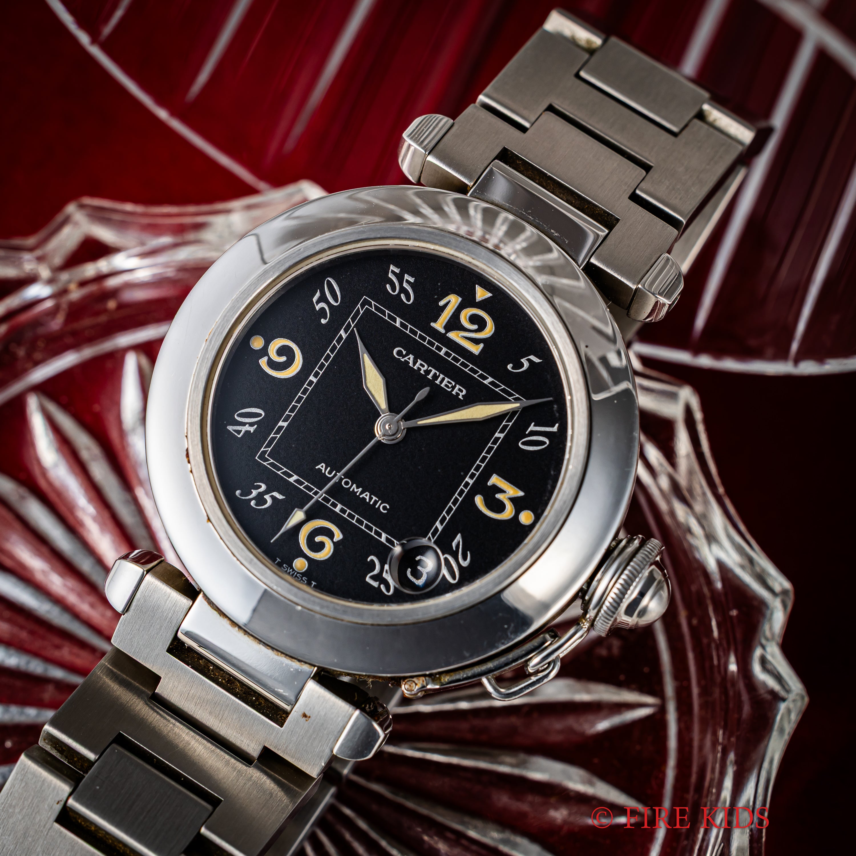 カルティエ パシャC オートマチック ブラックダイヤル 1990年代製 トリチウム