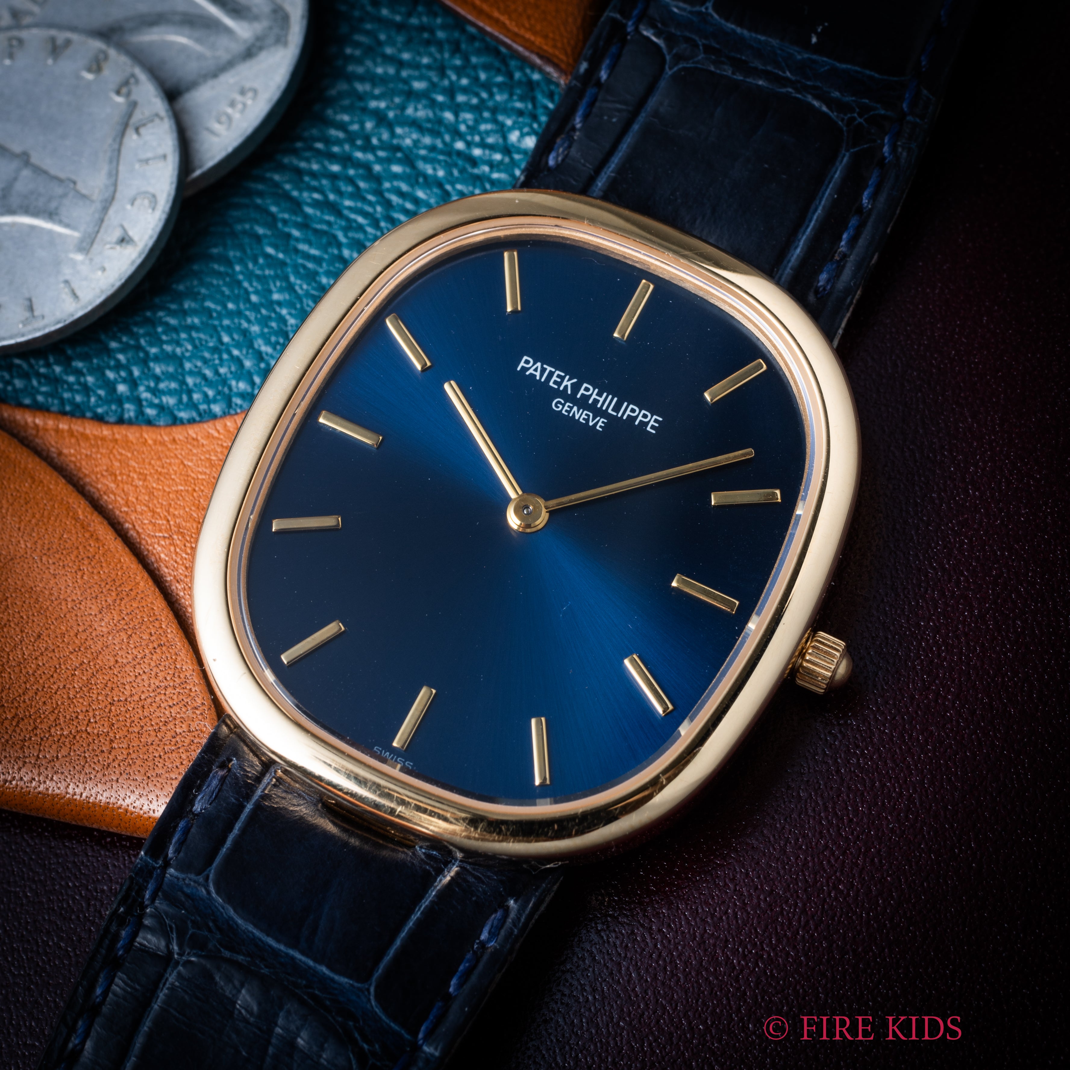 パテック・フィリップ ゴールデンエリプス ジャンボ Ref.3738 1970年代後半～1980年代前半製 18金無垢イエローゴールド Cal.240 マイクロローター 自動巻き 純正18金無垢尾錠付き