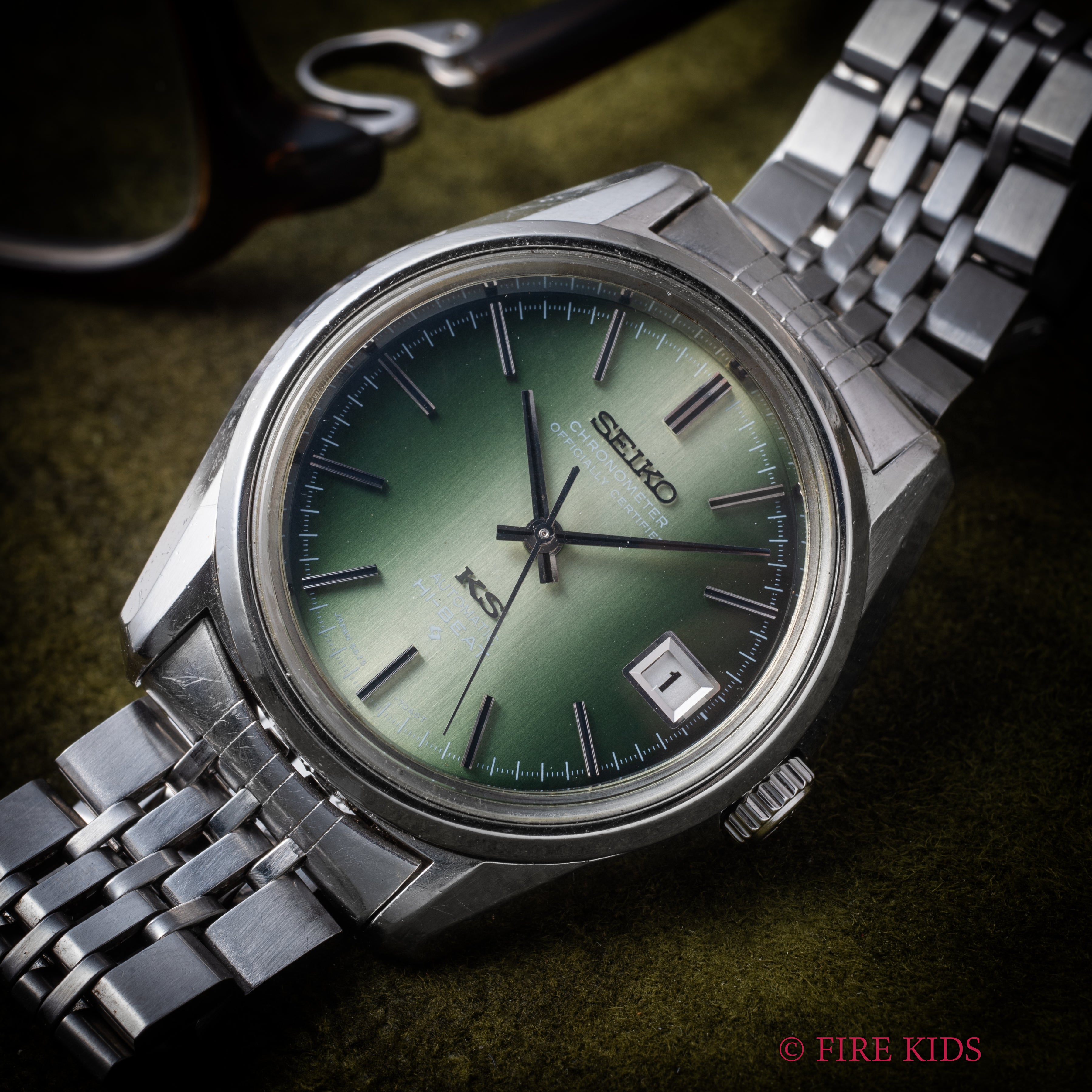 キングセイコー ハイビート自動巻き グリーングラデーションダイヤル 1972年製 Ref.5625-7040 56KS 純正ブレス付き