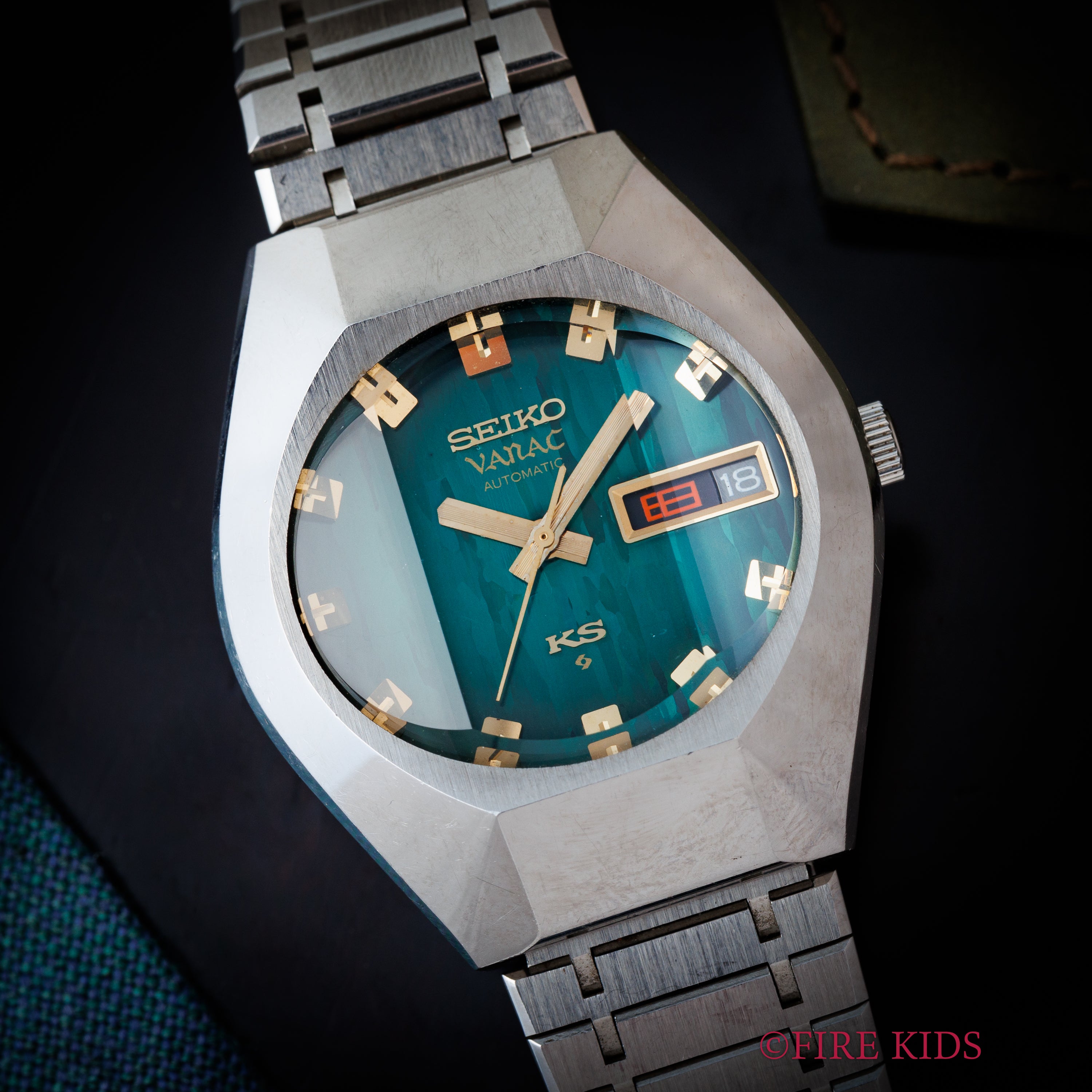 セイコー キングセイコーバナック 1974年製 グリーンダイヤル カットガラス 未使用タグ付き 純正ブレス