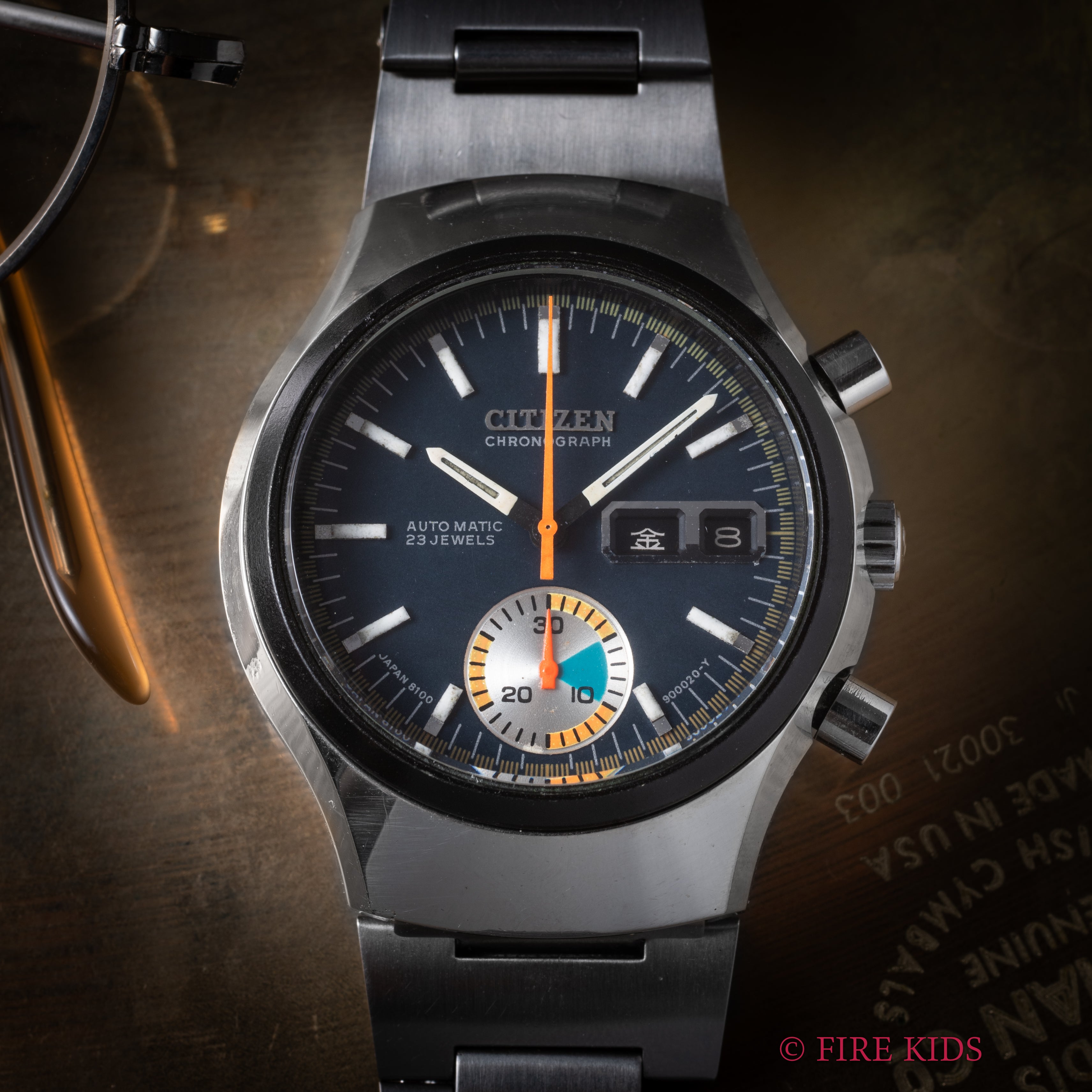 シチズン チャレンジタイマー 1972年製 ダークブルーダイヤル 自動巻フライバッククロノグラフ 純正ブレス